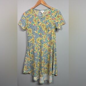 LuLaRoe Asymmetrical Yellow and Blue Tunic Dress